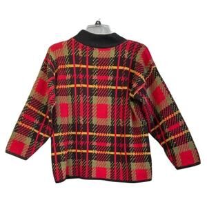 Croquet Club Womens M Red/Fall Holiday Plaid Knit Mock Neck Vintage Sweat